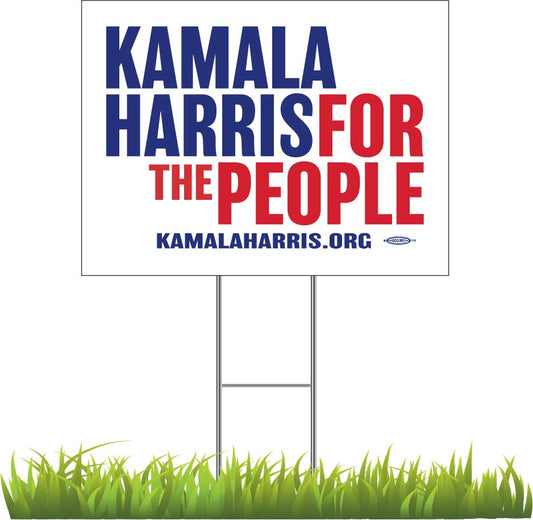 Kamala Harris For President White Yard Sign 24" x 18"