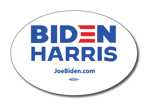 Biden Harris 2024 White Oval Bumper Sticker